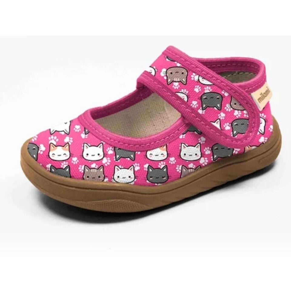 Barefoot Taban Pembe Kedi Desenli Babet Model BF5