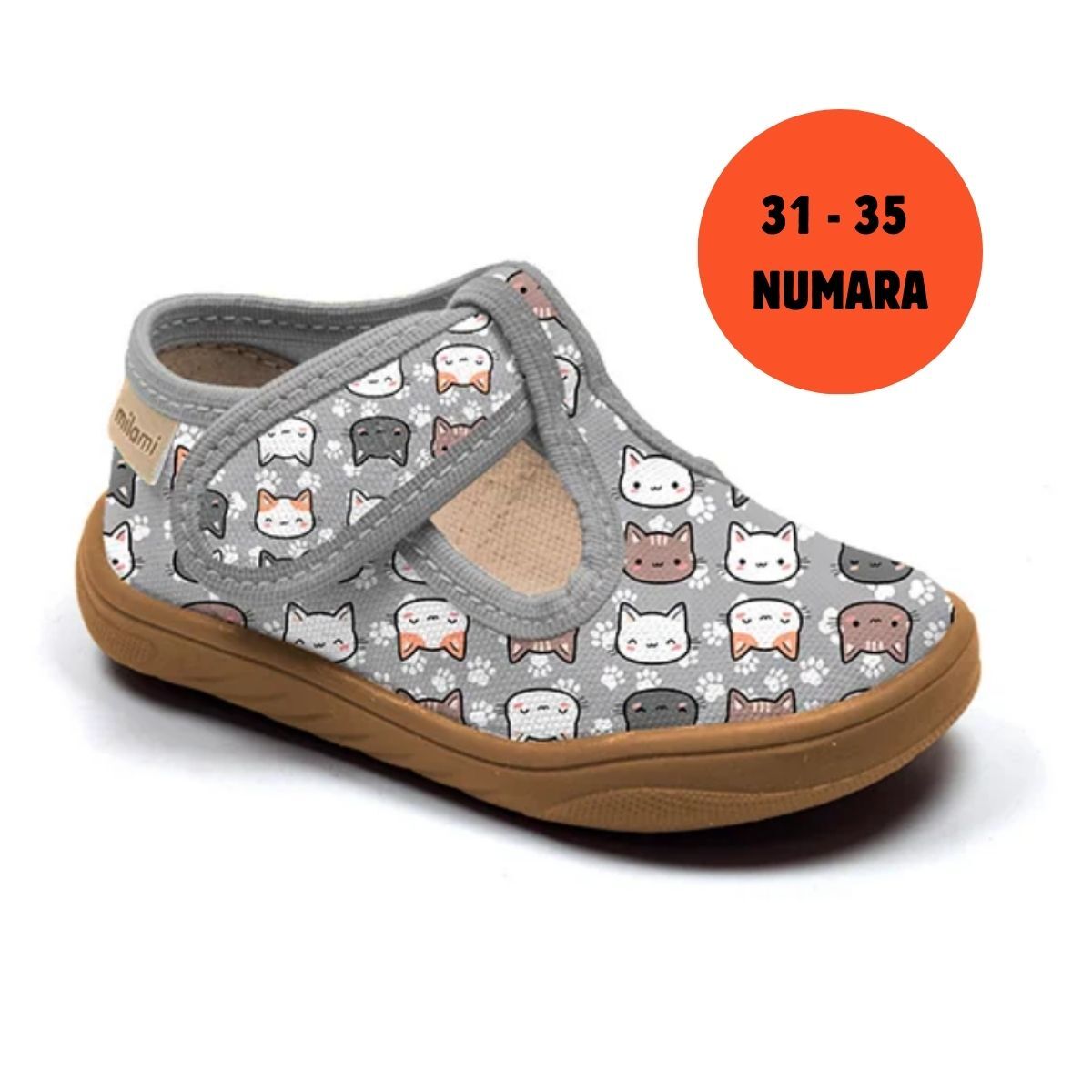 Barefoot Taban Gri Kedili Desen Yarı Açık Model BF1 3135