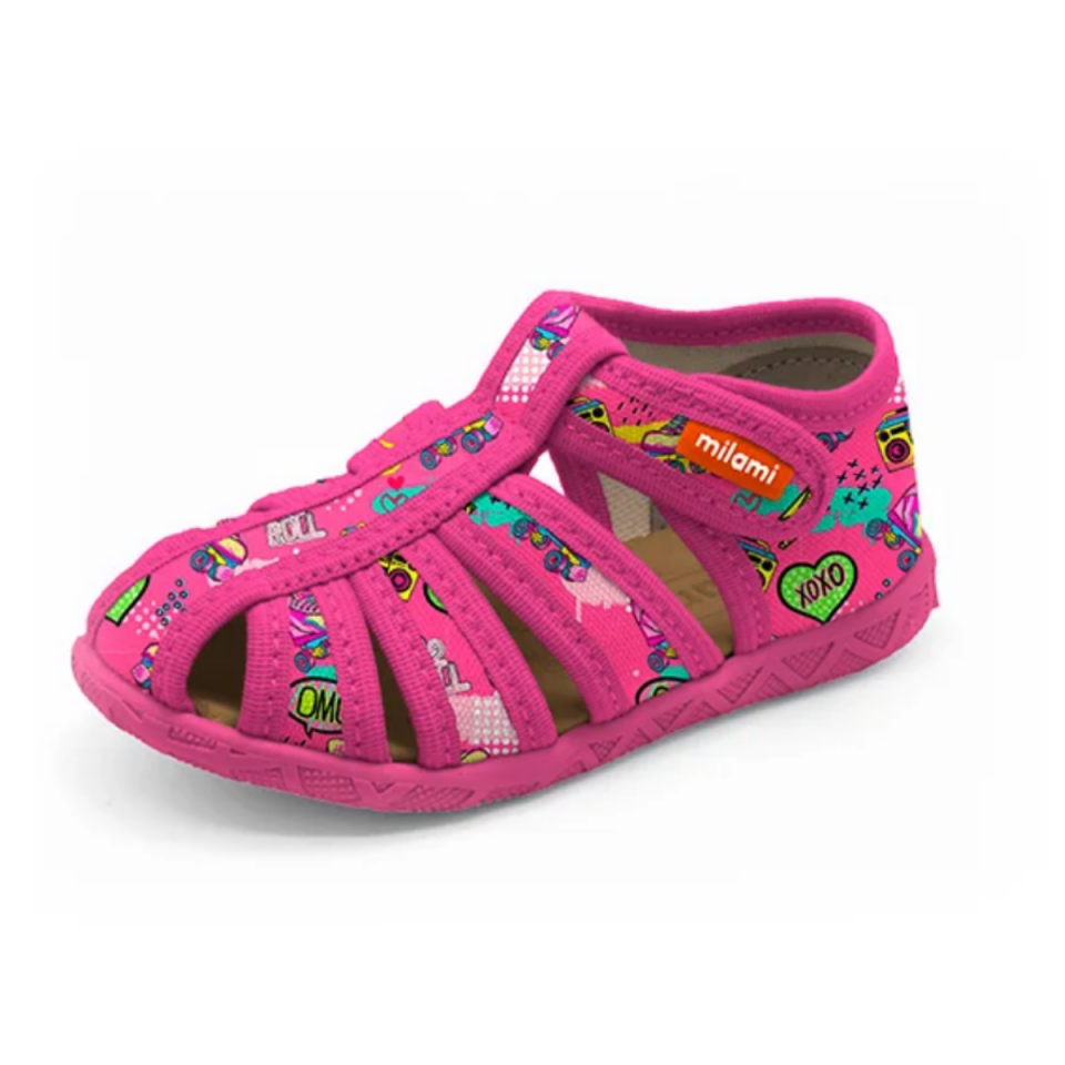 Premium Sandalet Tabanlı Pembe Kaykay ve Teyp Desenli Model 114