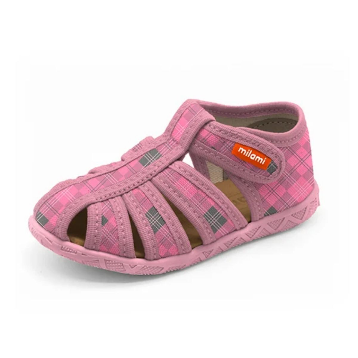 Premium Sandalet Pembe Kareli Desen Model 114