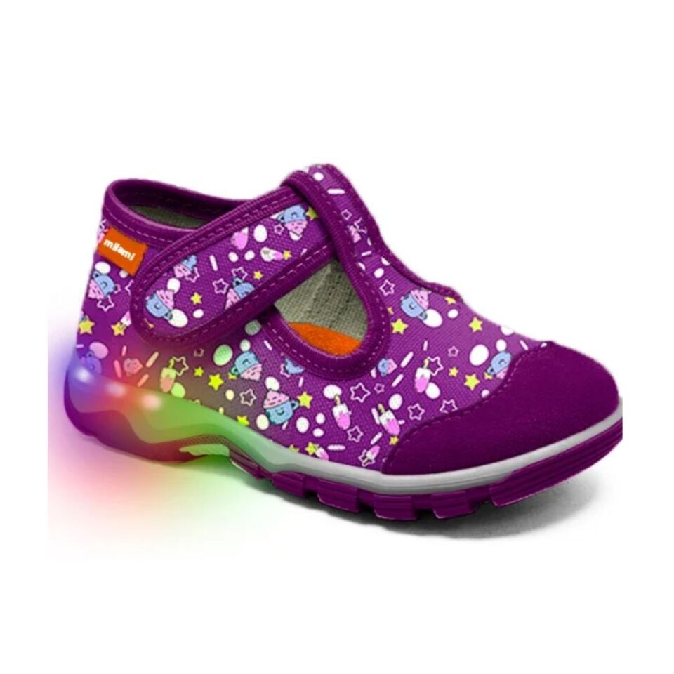 Işıklı Taban Mor Cupcake Desenli Model 1212