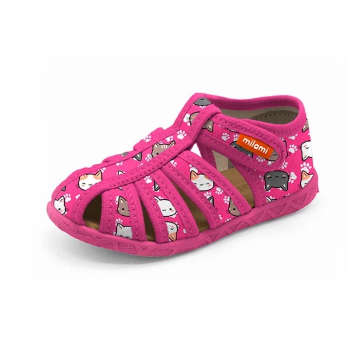 Premium Sandalet Fuşya Kedili Desen Model 114