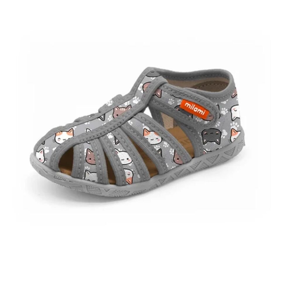 Premium Sandalet Gri Kedili Desen Model 114