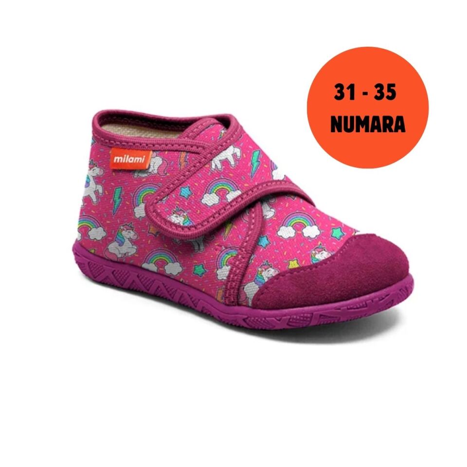 Premium Taban Fuşya Unicorn Desenli Kapalı Model 106 3135