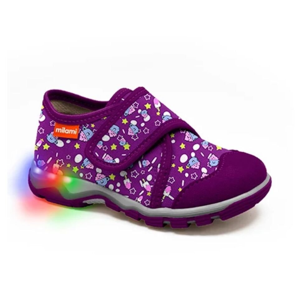 Işıklı Taban Mor Cupcake Desenli Model 1213