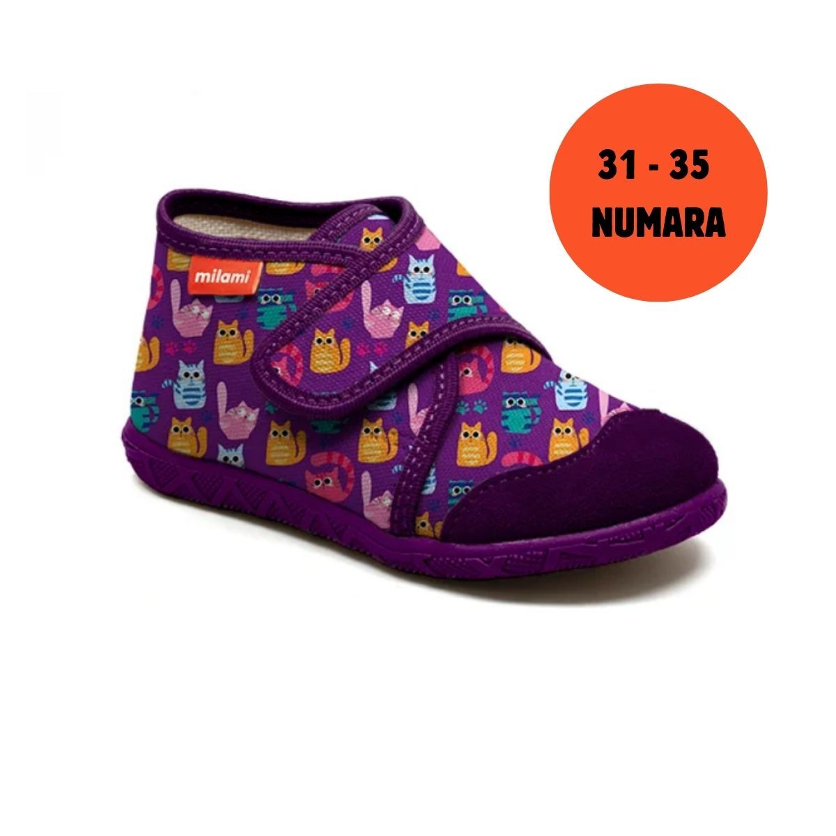 Premium Taban Mor Renkli Kedi Desenli Kapalı Model 106 3135