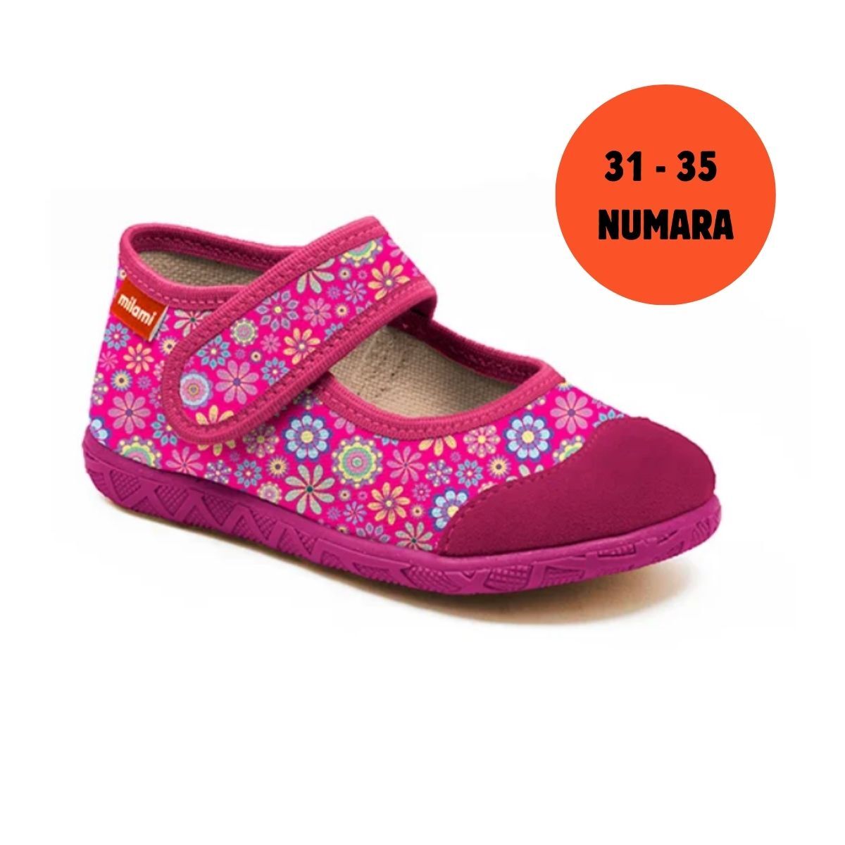 Premium Taban Fuşya Çiçek Desenli Babet Model 111  3135