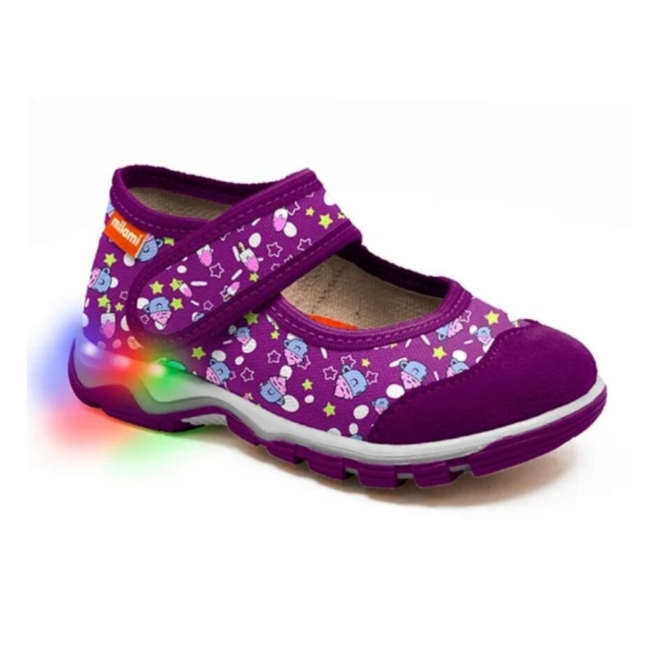 Işıklı Taban Mor Cupcake Desenli Babet Model 1211