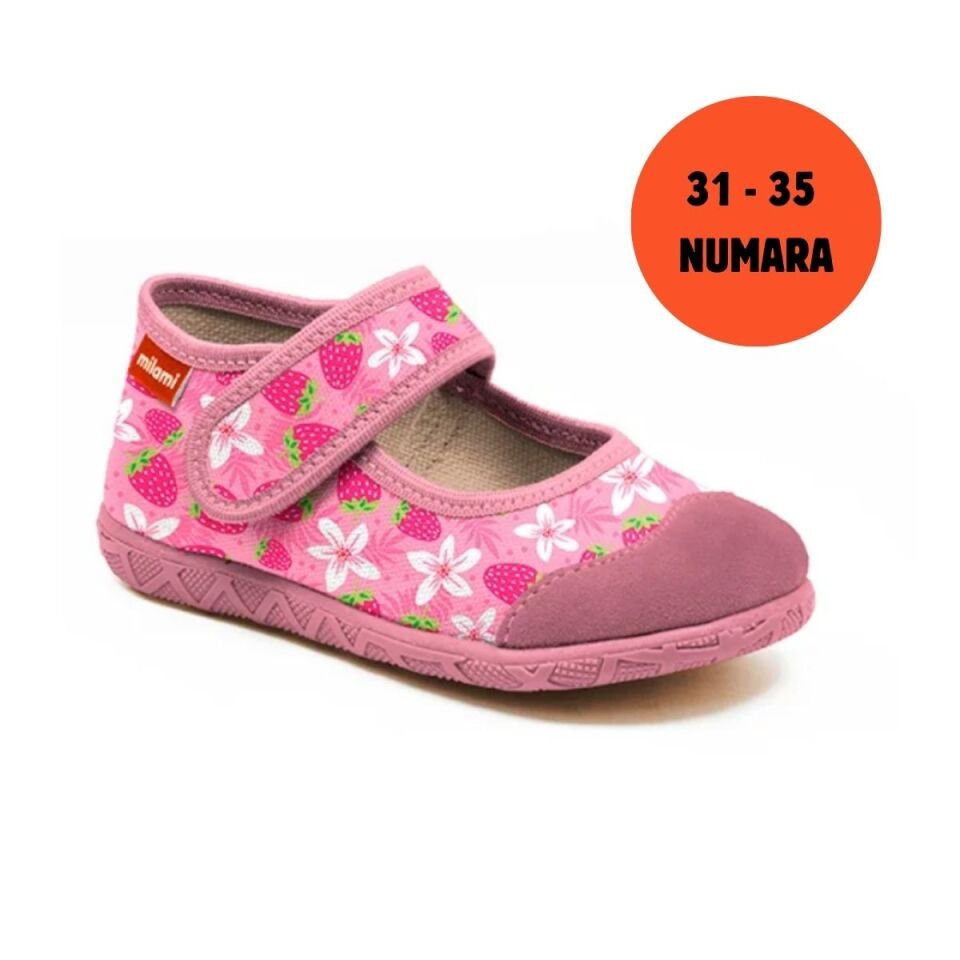 Premium Taban Çilek Çiçek Desenli Babet Model 111  3135