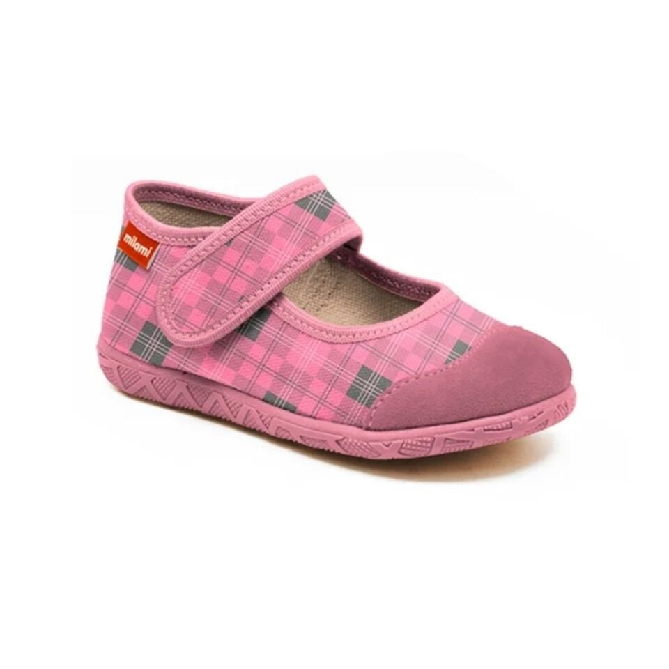 Premium Taban Pembe Kareli Desenli Babet Model 111