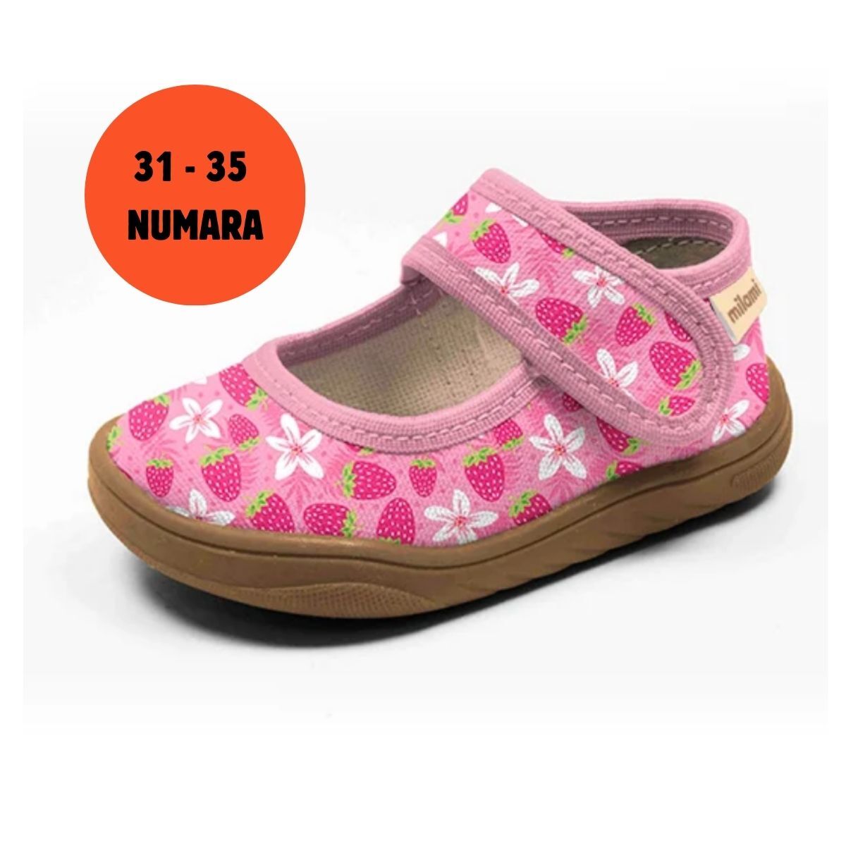 Barefoot Taban Çilek Çiçek Desenli Babet Model BF5 31-35 Numara