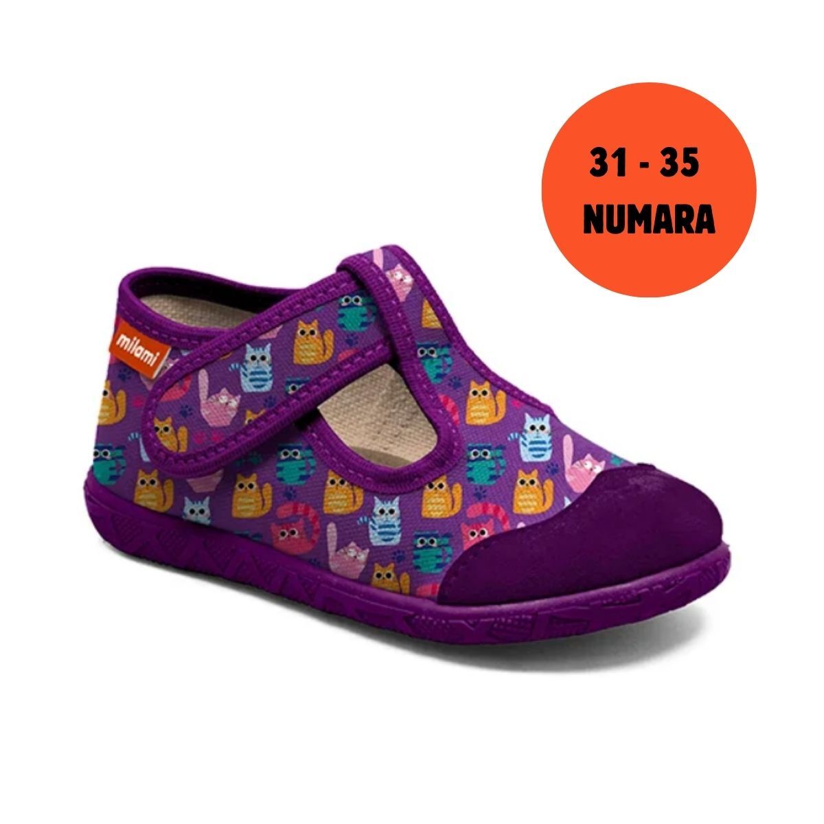 Premium Taban Mor Renkli Kedi Desenli Yarı Açık Model 112 3135