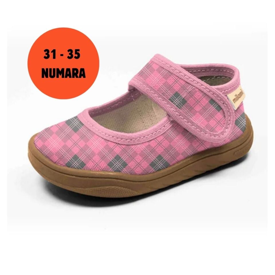 Barefoot Taban Pembe Kareli Desen Babet Model BF5 31-35 Numara