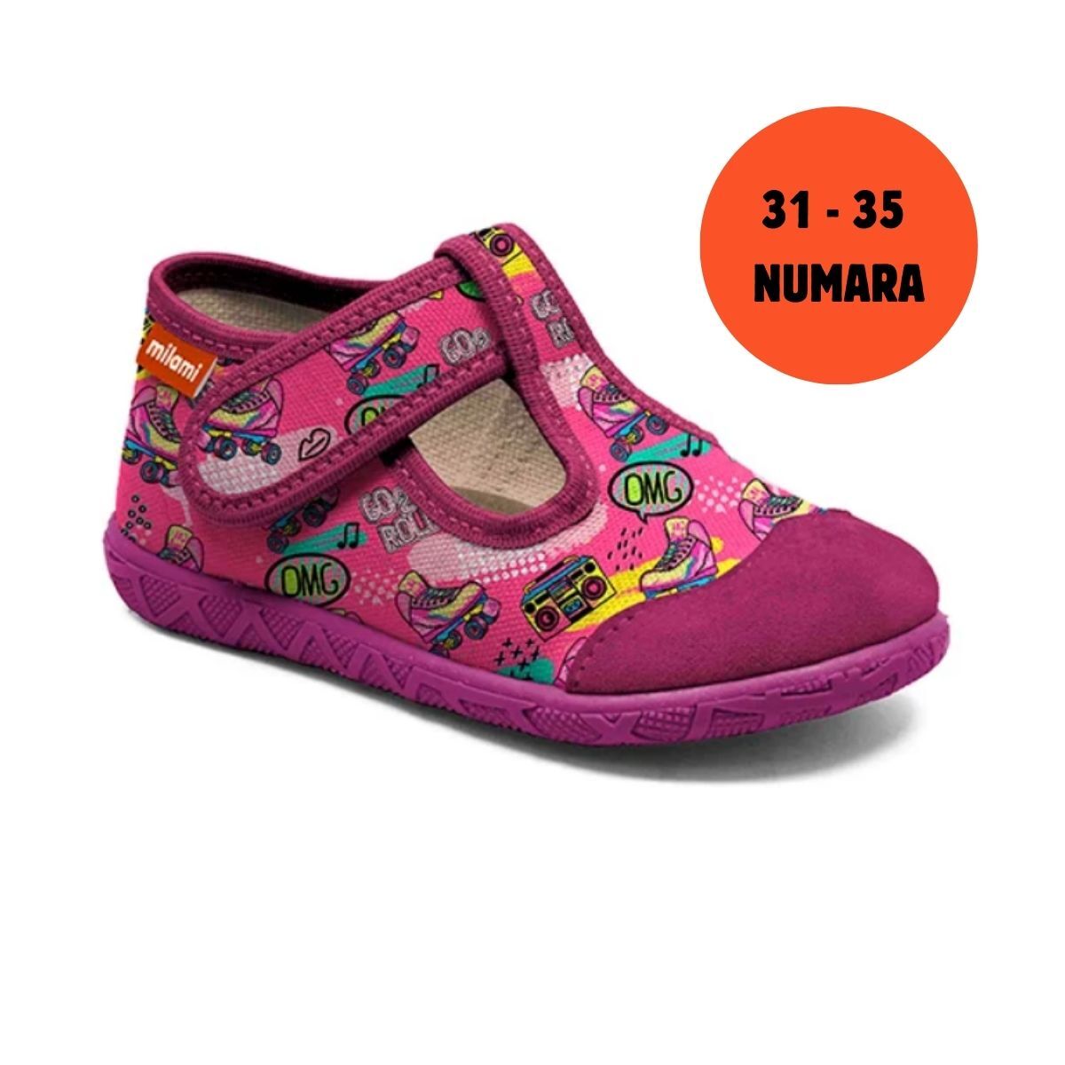 Premium Taban Pembe Kaykay ve Teyp Desenli Yarı Açık Model 112 3135