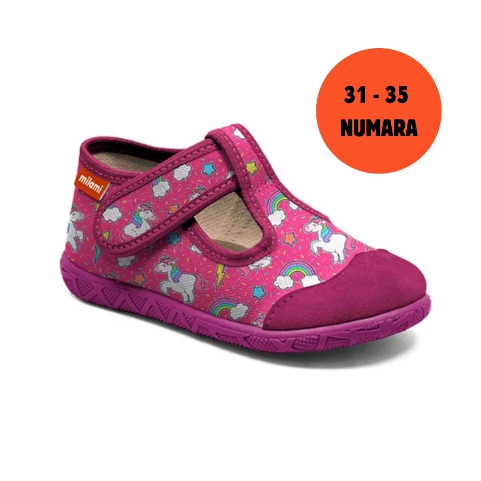 Premium Taban Fuşya Unicorn Desenli Yarı Açık Model 112 3135